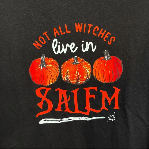 Not All Witches Live In Salem Tee Shirt Top Black Halloween Fall - Picture 4 of 8